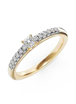 Inel de logodna din aur galben de 18K cu diamant de 0.305ct si diamante de 0.13ct