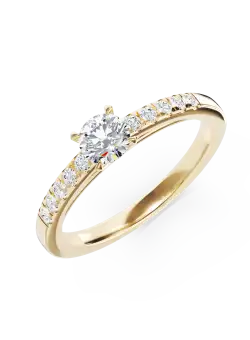 Inel de logodna din aur galben de 18K cu diamant de 0.41ct si diamante de 0.13ct