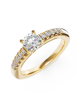 Inel de logodna din aur galben de 18K cu diamant de 0.53ct si diamante de 0.16ct