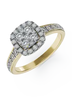 Inel de logodna din aur galben de 18K cu diamante de 0.52ct