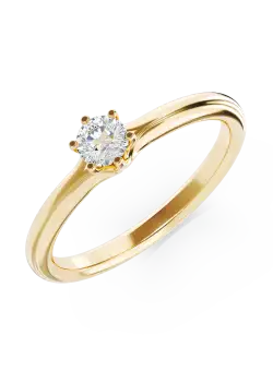 Inel de logodna din aur galben de 18K cu un diamant solitaire de 0.148ct
