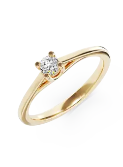 Inel de logodna din aur galben de 18K cu un diamant solitaire de 0.16ct