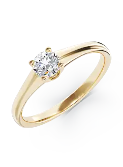 Inel de logodna din aur galben de 18K cu un diamant solitaire de 0.32ct