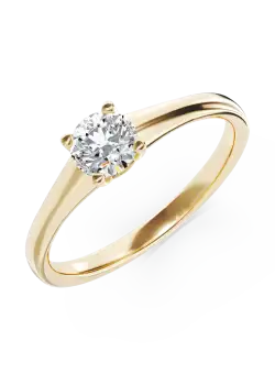 Inel de logodna din aur galben de 18K cu un diamant solitaire de 0.4ct