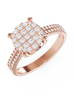 Inel de logodna din aur roz de 14K cu diamante de 0.42ct