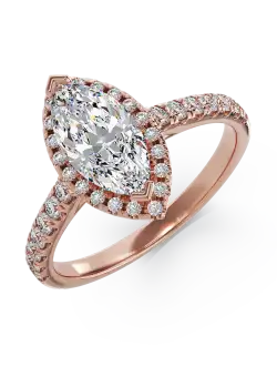 Inel de logodna din aur roz de 18K cu diamant de 0.9ct si diamante de 0.37ct