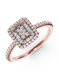 Inel de logodna din aur roz de 18K cu diamante de 0.28ct
