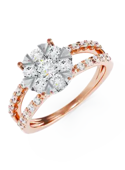 Inel de logodna din aur roz de 18K cu diamante de 1ct