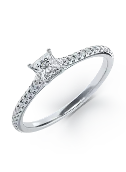 Inel de logodna din platina cu diamant de 0.32ct si diamante de 0.16ct