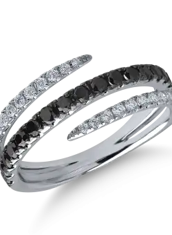 Inel din aur alb cu diamante negre de 0.391ct si diamante transparente de 0.207ct