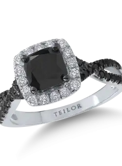 Inel din aur alb cu diamante negre de 2.03ct si diamante transparente de 0.23ct