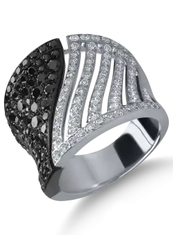 Inel din aur alb cu diamante negre si incolore 2.9ct