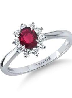 Inel din aur alb cu rubin si diamante de 0.7ct