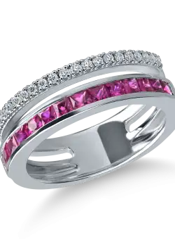 Inel din aur alb cu rubine de 0.86ct si diamante de 0.16ct
