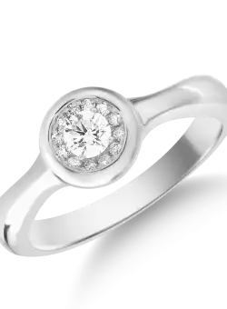 Inel din aur alb de 18K cu diamant de 0.124ct si diamante de 0.052ct