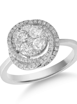 Inel din aur alb de 18K cu diamante de 0.66