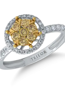 Inel din aur alb de 18K cu diamante galbene de 0.32ct si diamante transparente de 0.31ct