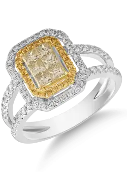 Inel din aur alb-galben cu diamante de 1.06ct