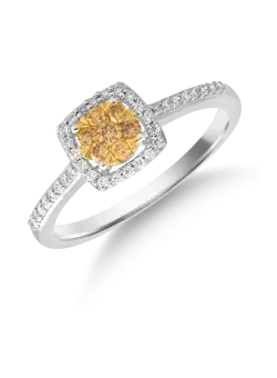 Inel din aur alb-galben de 14K cu diamante de 0.29ct