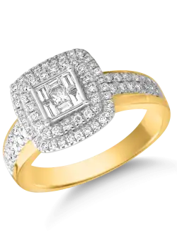 Inel din aur alb-galben de 18K cu diamante de 0.56ct