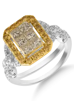 Inel din aur alb-galben de 18K cu pietre pretioase de 1.61ct
