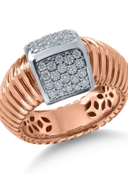 Inel din aur alb-roz cu diamante de 0.44ct