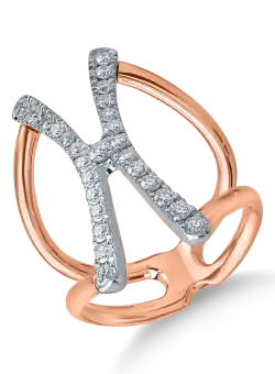 Inel din aur alb-roz cu diamante de 0.62ct