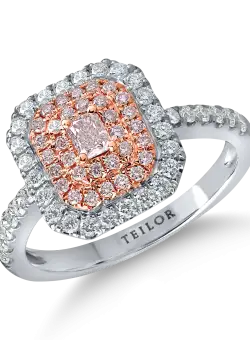 Inel din aur alb-roz cu diamante roz de 0.3ct si diamante incolore de 0.49ct