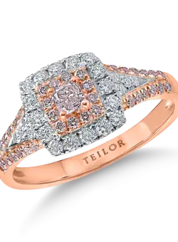 Inel din aur alb-roz cu diamante roz si incolore de 0.69ct