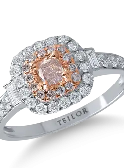 Inel din aur alb-roz cu diamante transparente de 0.6ct si diamante roz de 0.38ct