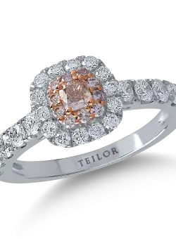 Inel din aur alb-roz cu diamante transparente de 0.91ct si diamante roz de 0.32ct