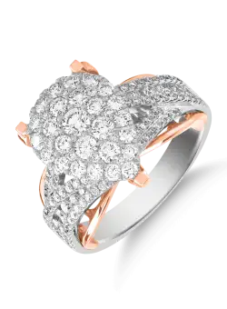 Inel din aur alb-roz de 18K cu diamante de 1.39ct