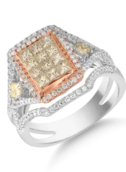 Inel din aur alb-roz de 18K cu diamante de 1.43ct