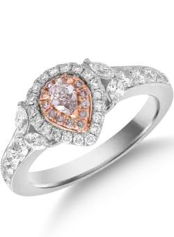 Inel din aur alb-roz de 18K cu diamante roz de 0.26ct si diamante transparente de 0.77ct