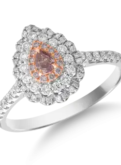 Inel din aur alb-roz de 18K cu diamante transparente de 0.38ct si diamante roz de 0.14ct