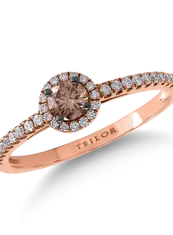Inel din aur roz cu diamant coniac de 0.25ct si diamante transparente de 0.2ct