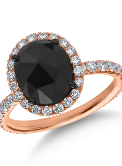 Inel din aur roz cu diamant negru de 3.1ct si diamante transparente de 0.93ct