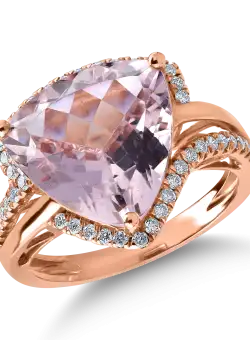 Inel din aur roz cu morganit de 6.27ct si diamante de 0.33ct