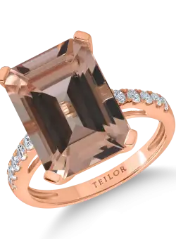 Inel din aur roz cu morganit de 6.6ct si diamante de 0.2ct