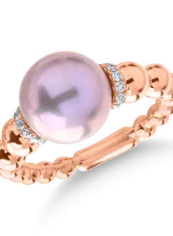 Inel din aur roz cu perla de cultura de 7.8ct si diamante de 0.1ct