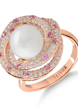 Inel din aur roz cu pietre pretioase si semipretioase de 5ct