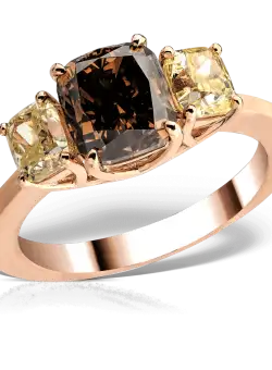 Inel din aur roz de 18K cu diamant maro de 2.62ct si diamante galbene de 1.3ct