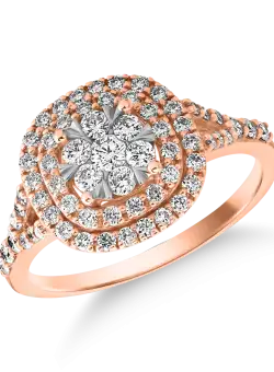 Inel din aur roz de 18K cu diamante de 0.75ct