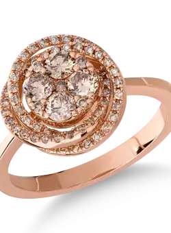 Inel din aur roz de 18K cu diamante maro de 0.67ct