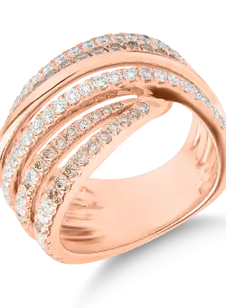 Inel din aur roz de 18K cu diamante maro de 1.18ct si diamante transparente de 0.62ct
