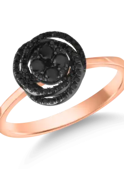 Inel din aur roz de 18K cu diamante negre de 0.31ct