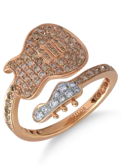Inel din aur roz de 18K cu diamante transparente de 0.11ct si diamante maro de 0.66ct