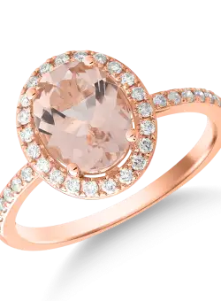 Inel din aur roz de 18K cu morganit de 1.64ct si diamante de 0.26ct