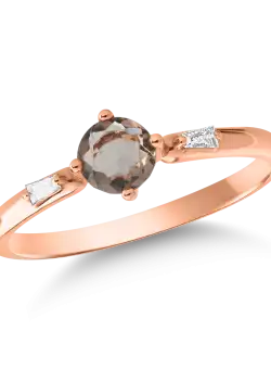Inel din aur roz de 18K cu quartz fumuriu de 0.36ct si diamante de 0.043ct
