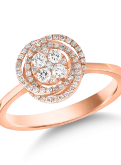 Inel din aur roz de18K cu diamante de 0.65ct